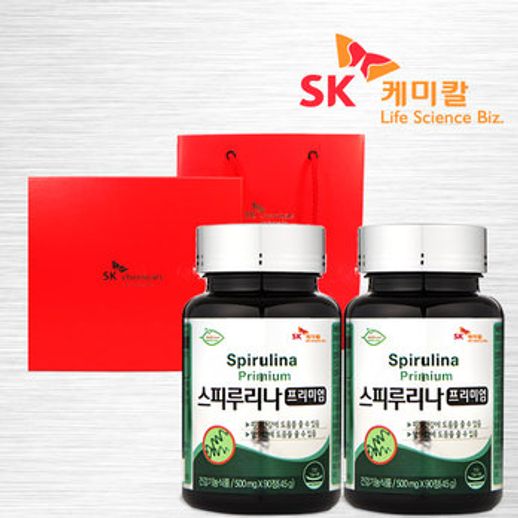 SK 스피루리나 프리미엄 2병 선물세트 쇼핑백 - NS홈쇼핑