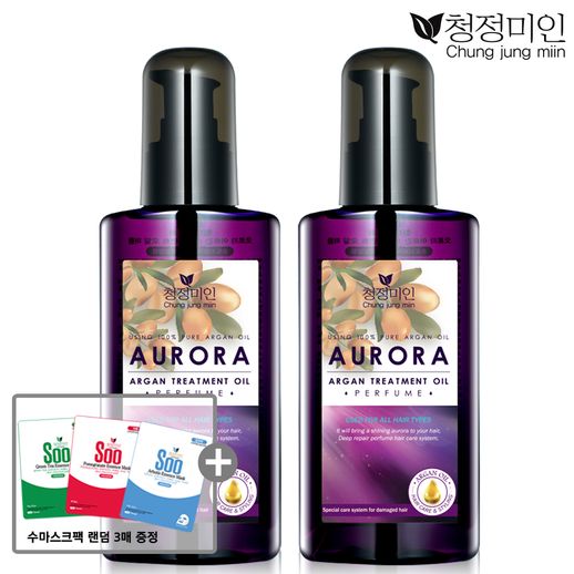 청정미인 오로라 아르간 헤어에센스 140ml 2개 +수마스크팩3매 - NS홈쇼핑