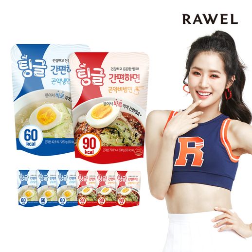 (eTV상품)로엘 바로먹는 팅글 간편하면 곤약면 물냉면3팩+비빔냉면3팩(총6팩) - NS홈쇼핑