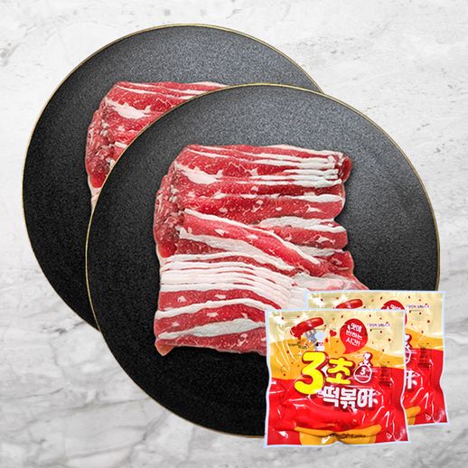 [오늘신선] 한우1+등급 차돌 250g +떡볶이세트 2인분 세트 - NS홈쇼핑