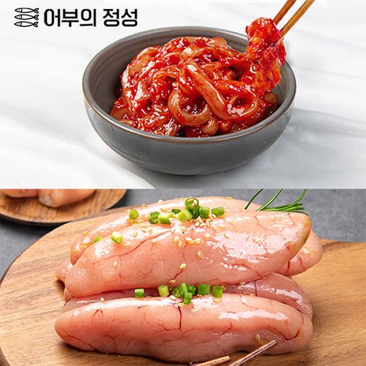 [어부의정성]속초직송 못난이 저염 선동 백명란(500g)+오징어 젓갈(500g) 총1kg - NS홈쇼핑