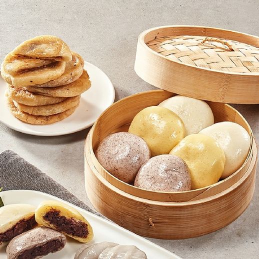 (돌)안흥쌀찐빵10개+흑미쌀찐빵10개+단호박찐빵 10개+옛날찰호떡 10개 - NS홈쇼핑