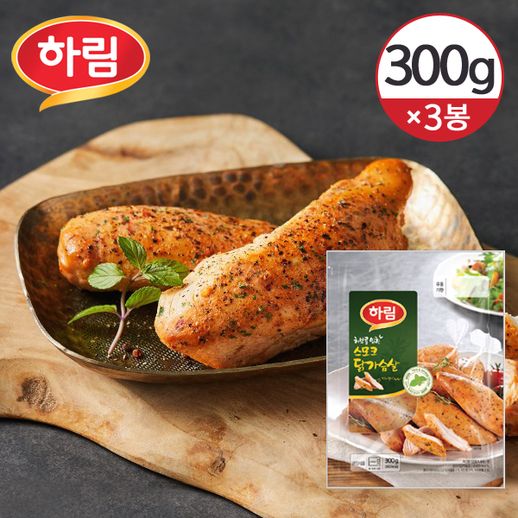[냉장] 하림 허브를 입힌 스모크 닭가슴살 300g×3개 - NS홈쇼핑