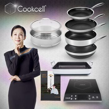전인화의 블랙큐브 쿡셀 홀로그램 큐브팬 풀세트(22cm프라이팬+28cm 프라이팬+28cm소테팬+28cm궁중팬+28cm+사각멀티팬30cm + 찜기+28cm 유리뚜껑+인덕션+곱창김)