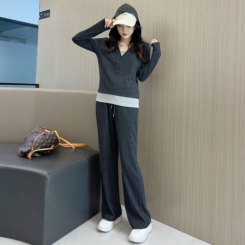 가을 신상 후드 슬림핏 트레이닝복 세트 여성 투피스 바지 여자 츄리닝 긴팔 티셔츠