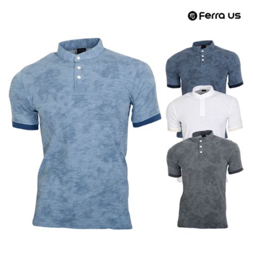 남성 여름 골프웨어 골프 차이나 카라 반팔 면 티셔츠