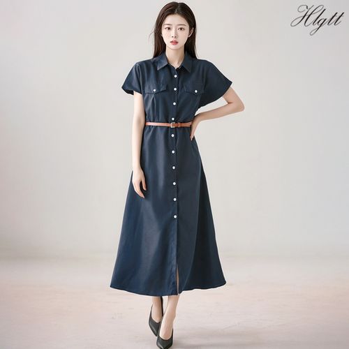 [헬리꽁땡]셔츠포켓단추원피스+벨트