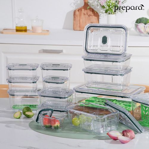 프리파라 브루클린 밀폐용기 12종 세트(220mlX2+460mlX4+1000mlX2+1500mlX2+2200ml)