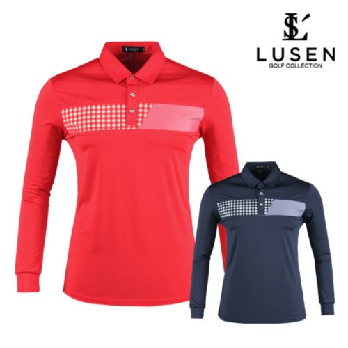남성 봄 가을 골프웨어 골프 카라 배색 긴팔 티셔츠