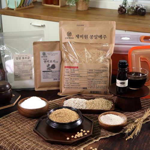 [안동제비원] 된장만들기 세트 3.5kg (메주,정제염,현미보리가루,생수,씨간장,보관통)