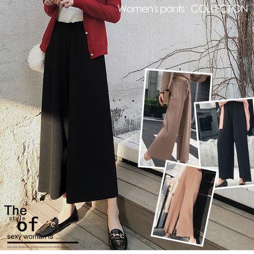 [노다지닷컴]편안한 여성 9부 주름 통바지 9부팬츠 와이드팬츠