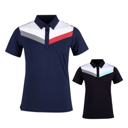 남성 봄 여름 골프 웨어 카라 배색 반팔 쿨 티셔츠