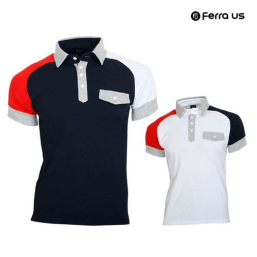 남성 여름 골프웨어 골프 카라 나그랑 반팔 면 티셔츠