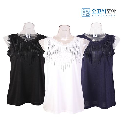 디어온미 블링 레이스 핫피스 민소매 나시 블라우스