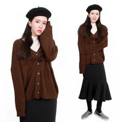 (RM)양브이Y가디건/루즈핏/니트숏가디건/숄