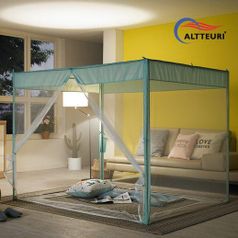 투인원 사각 모기장 세트 민트 중형/모기장텐트/사각모기장/캐노피/침대모기장/대형모기장/침대캐노피/아기모기장/유아모기장/실내모기장/침대방충망