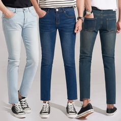 워싱 데일리 밑단 컷팅 청바지