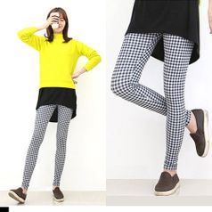 SUU 8063 스판사각체크9부레깅스