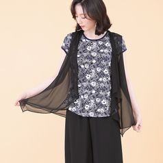애비뉴투지 엄마옷 드레시 끈 여름 쉬폰 시스루 오픈 조끼 V06007