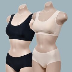 무봉제 노와이어 A컵 B컵 공용 스포츠형 누디 브라팬티세트