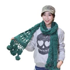 방울 메탈릭 니트 머플러