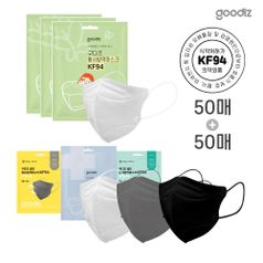 구디즈실드 KF94 마스크 대형50매+소형50매(총100매) 새부리형/개별포장