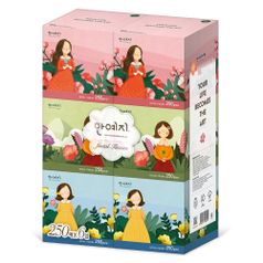 캐릭터 MINI 천연펄프 미용티슈 250매 6입 1팩