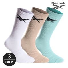 리복 여성 로고포인트 크루삭스 3P_MT/BE/WH