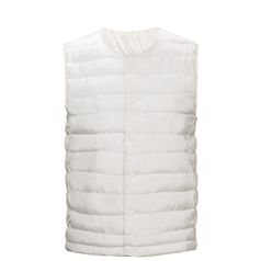 남녀 공용 라운드 크루 경량 패딩 점퍼 조끼 LM-VEP-RPD-아이보리