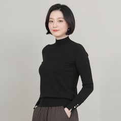 애비뉴투지 엄마옷 베이직 소프트 반폴라 레이온 금 단추 니트 티셔츠 A11148