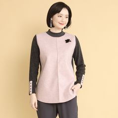 애비뉴투지 엄마옷 소매 포인트 브로치 반폴라 긴팔 겨울 블라우스 B01201