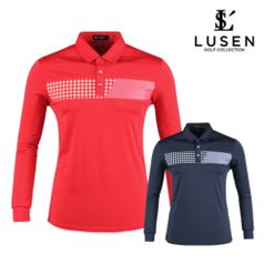 남성 봄 가을 골프웨어 골프 카라 배색 긴팔 티셔츠