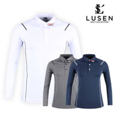 남성 봄 가을 골프웨어 골프 배색 카라 긴팔 티셔츠