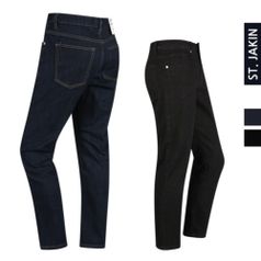 남자 진청 블랙 스판 테이퍼드 핏 데님 팬츠 청바지