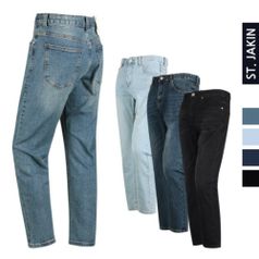 남자 일자 레귤러 스판 테이퍼드 핏 데님 팬츠 청바지