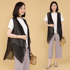 애비뉴투지 엄마옷 아리아 쉬폰 드레이프 여성 여름 롱 조끼 베스트 V07224