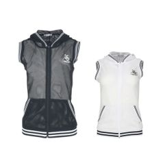 여성 여름 골프웨어 골프 메쉬 배색 라인 후드 조끼