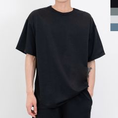 블레오 남성 여름 오버핏 기본 라운드 반팔 면 티셔츠