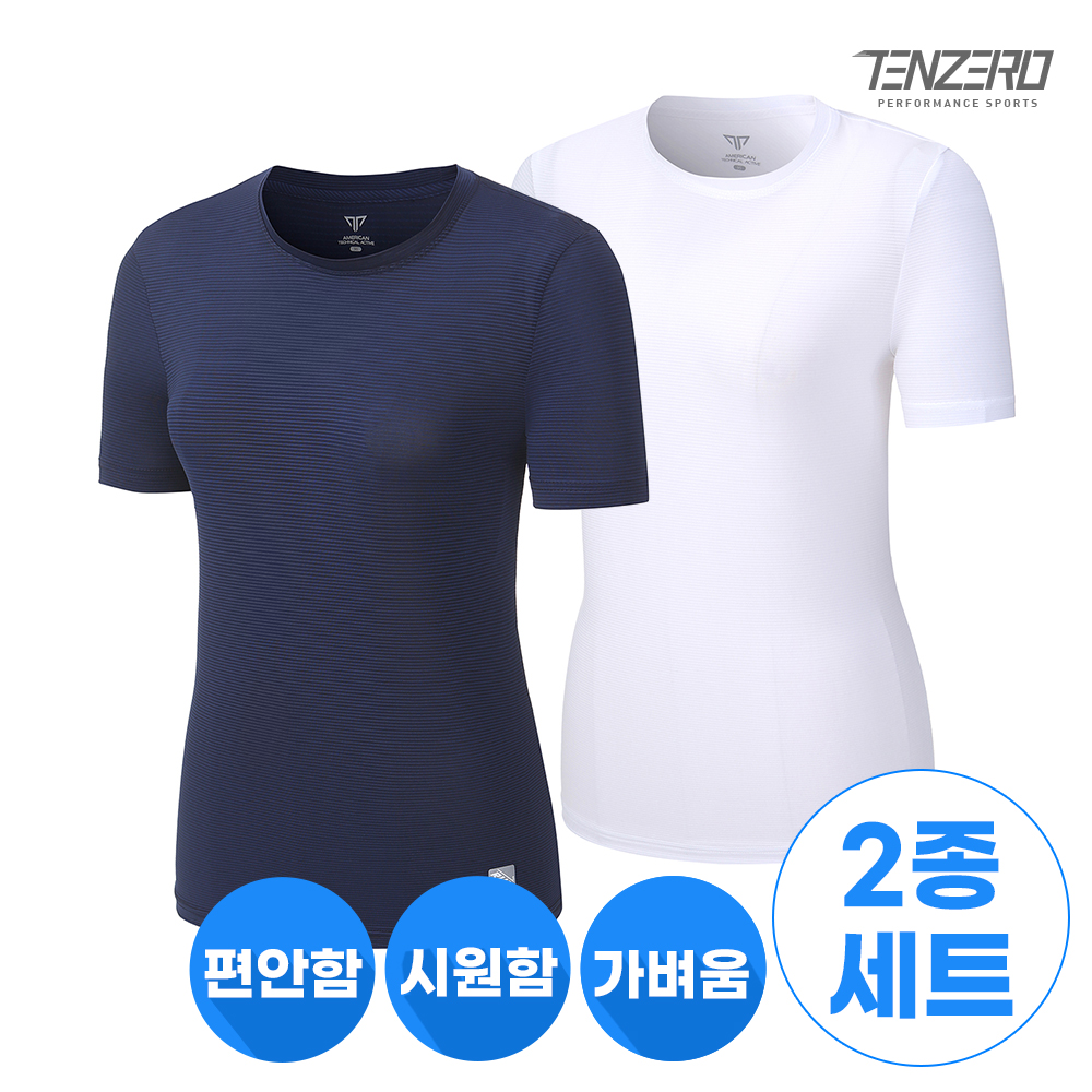 텐제로 2종세트 쿨한 에어홀 여성반팔티 S21RTS-5BWs