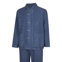 남자 간절기 워싱 천연염색 생활한복 상하의 세트 SS-HBA-M3-블루