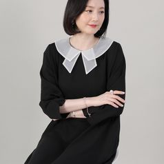 애비뉴투지 엄마옷 촬영 노방 리본 카라 봄 가을 9부 긴팔 롱 원피스 O10209