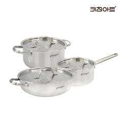 키친아트 그랑제 통3중 인덕션가능 스텐레스 냄비세트 3종B(편16+양18+전24)