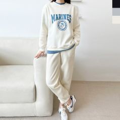 블레오 여성 겨울 기모 트레이닝복 맨투맨 밴딩 조거팬츠 세트