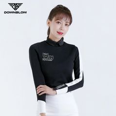 다운블로우 여성 봄 가을 골프웨어 골프 카라 배색 긴팔 티셔츠