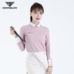 다운블로우 여성 봄 가을 골프웨어 골프 배색 긴팔 카라 티셔츠