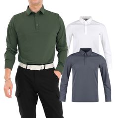 남성 봄 가을 골프웨어 골프 무지 캐주얼 긴팔 카라 티셔츠