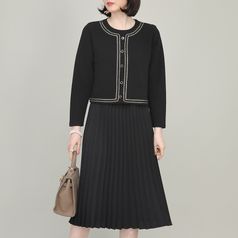 애비뉴투지 엄마옷 코코 트위드 테잎 플리츠 가디건 일체형 원피스 K02309