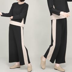 애비뉴투지 엄마옷 휴가 배색 봄 가을 긴팔 통바지 트레이닝 세트 H02341