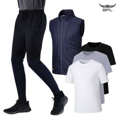 반팔 면티3종세트 쿨티셔츠1+1/밴딩바지1+1 바람막이자켓 경량조끼 봄세일