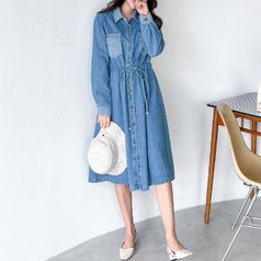 (OP)배색데님원피스